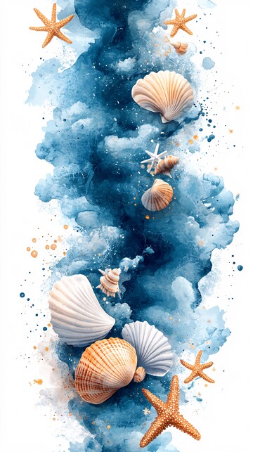 云朵贝壳星星背景2