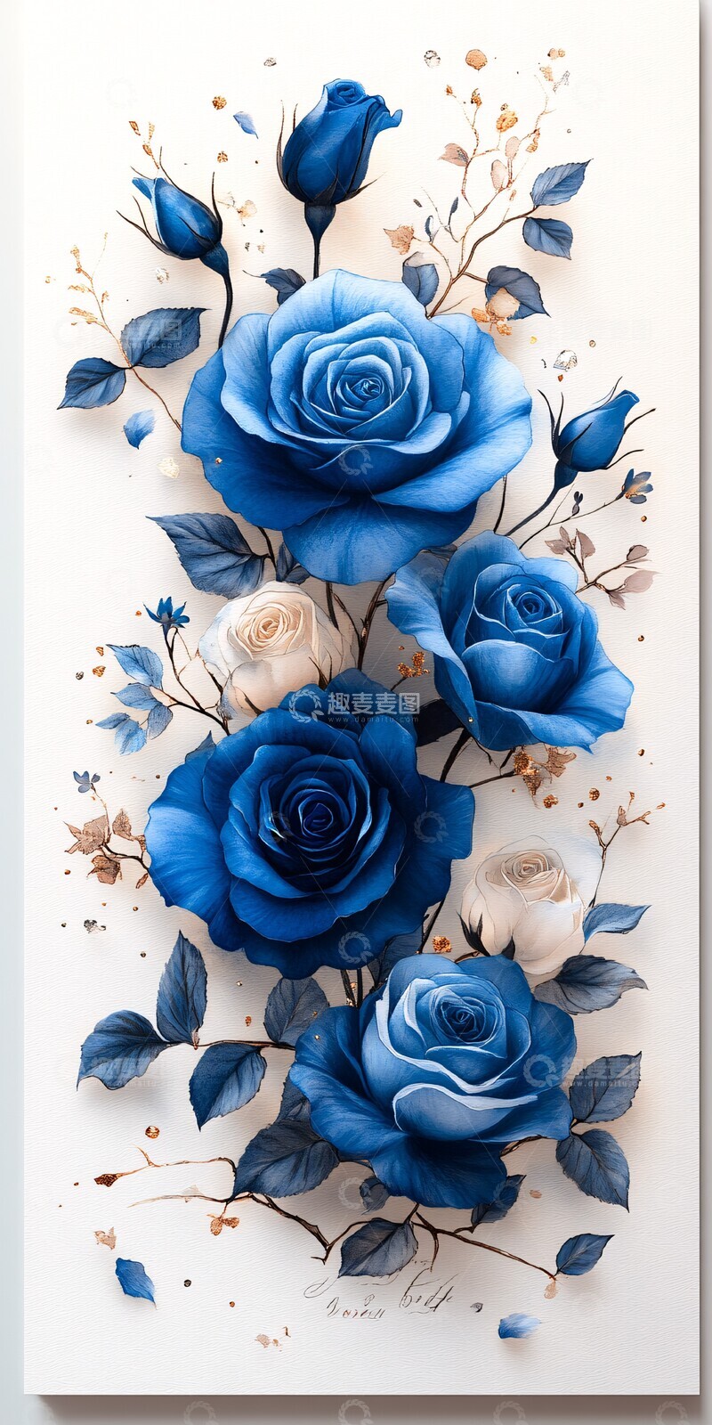 高清大图下载【趣麦麦图】蓝色玫瑰生日邀请2