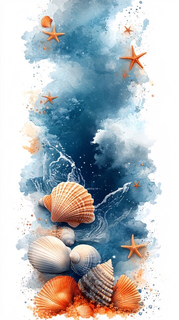 云朵贝壳星星背景1