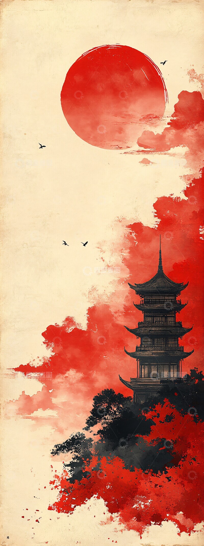 高清大图下载【趣麦麦图】卷草纹祥云图案