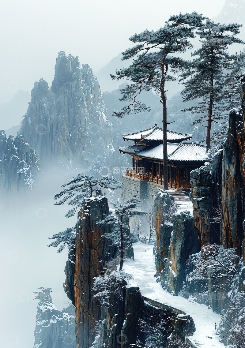 高清大图下载【趣麦麦图】雪山要塞要塞背景白色