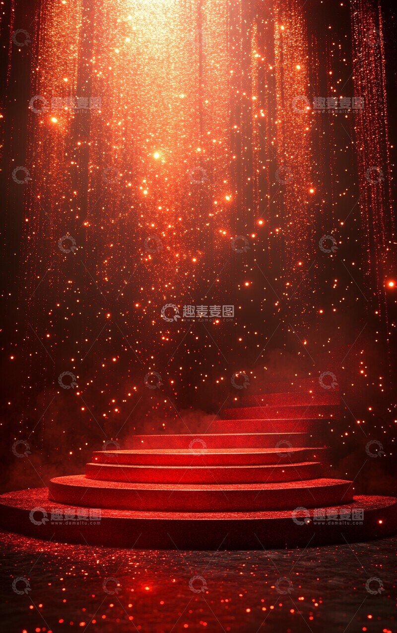 高清大图下载【趣麦麦图】红色讲台金色背景1