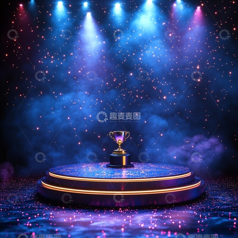 高清大图下载【趣麦麦图】金色讲台星光蓝紫光2