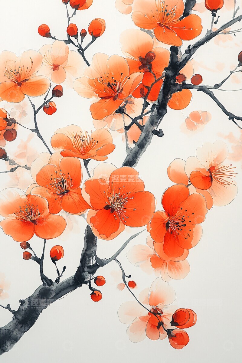 高清大图下载【趣麦麦图】桂花墨绘祥云图2