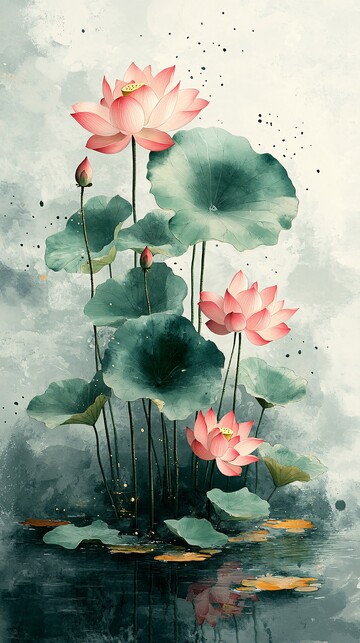 莲叶小品莲叶纹理传统1