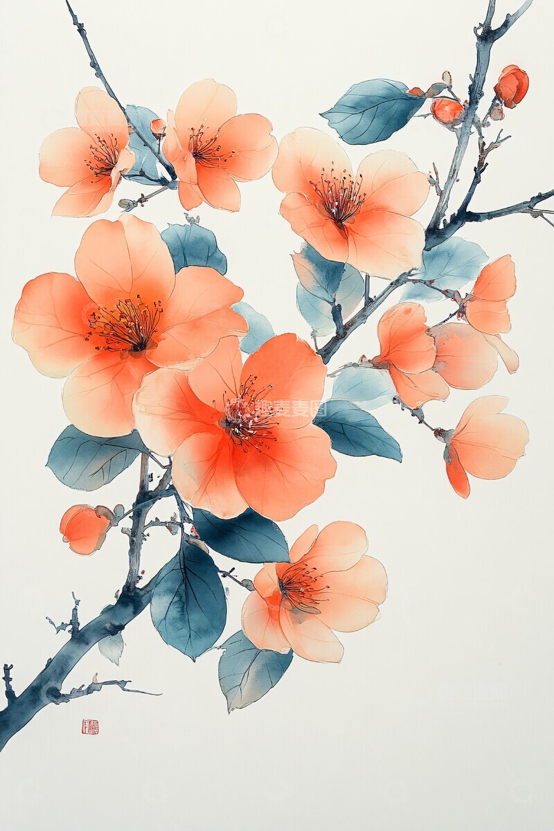 高清大图下载【趣麦麦图】桂花墨绘祥云图1