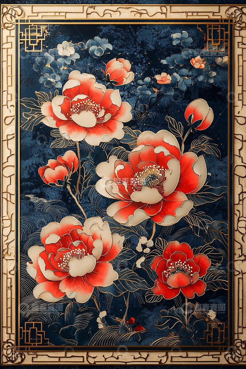 高清大图下载【趣麦麦图】国潮白边框纹样