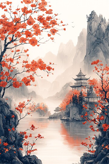 国潮白边框纹样1