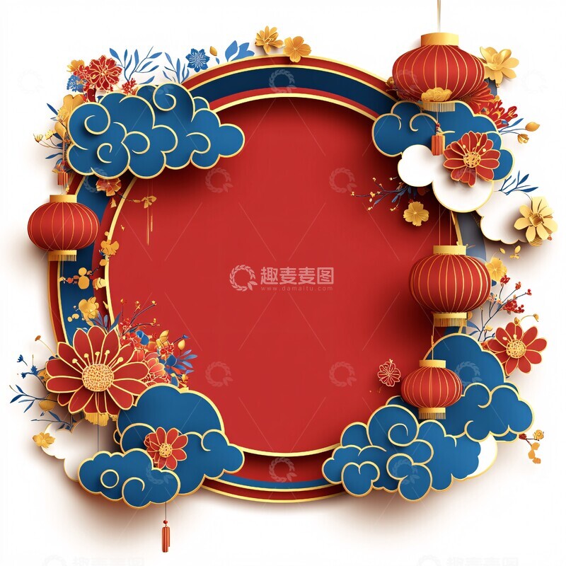 高清大图下载【趣麦麦图】喜庆花灯剪纸图