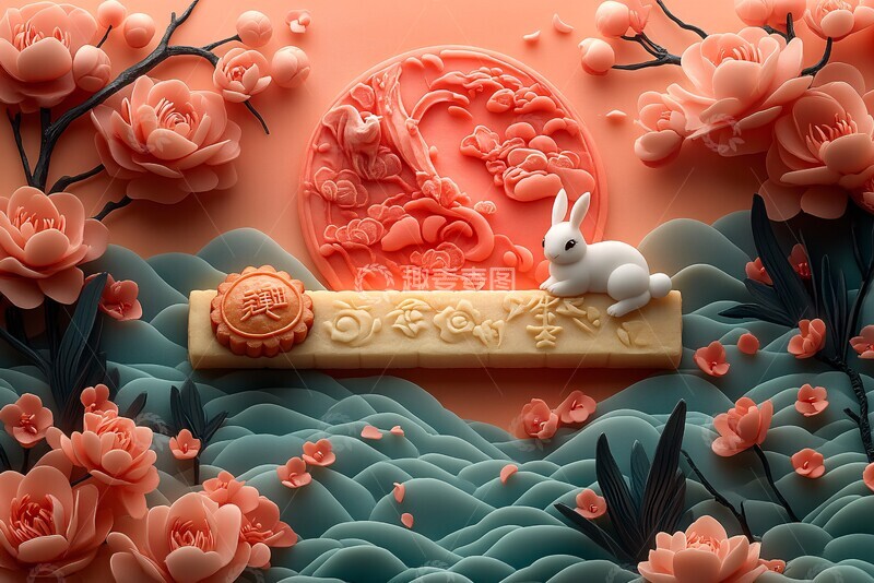 高清大图下载【趣麦麦图】中秋月饼与兔2