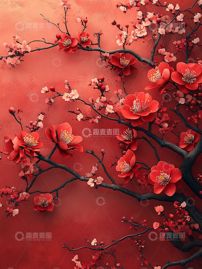 高清大图下载【趣麦麦图】新春花卉背景图3