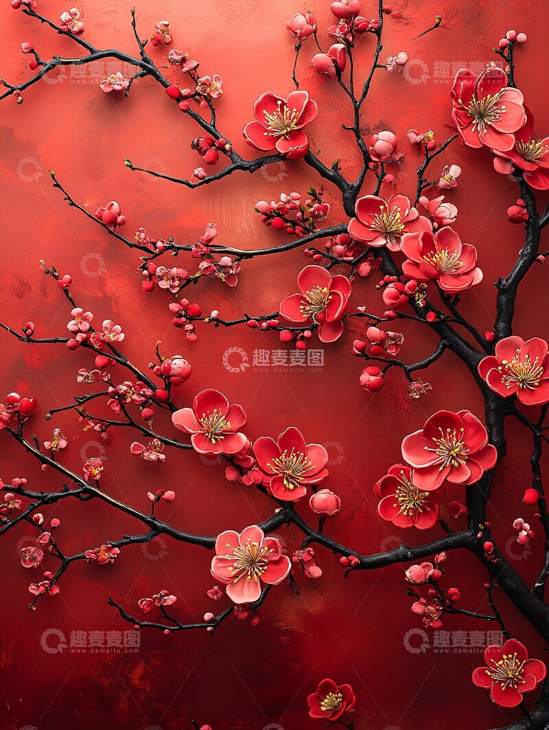 高清大图下载【趣麦麦图】新春花卉背景图1