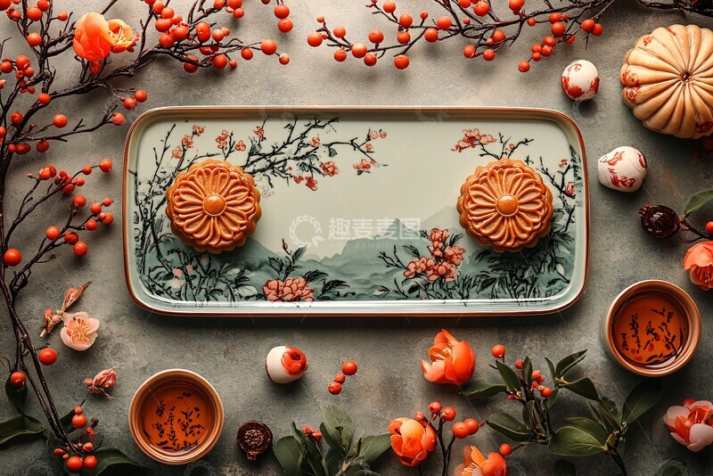 高清大图下载【趣麦麦图】中秋月饼与兔3