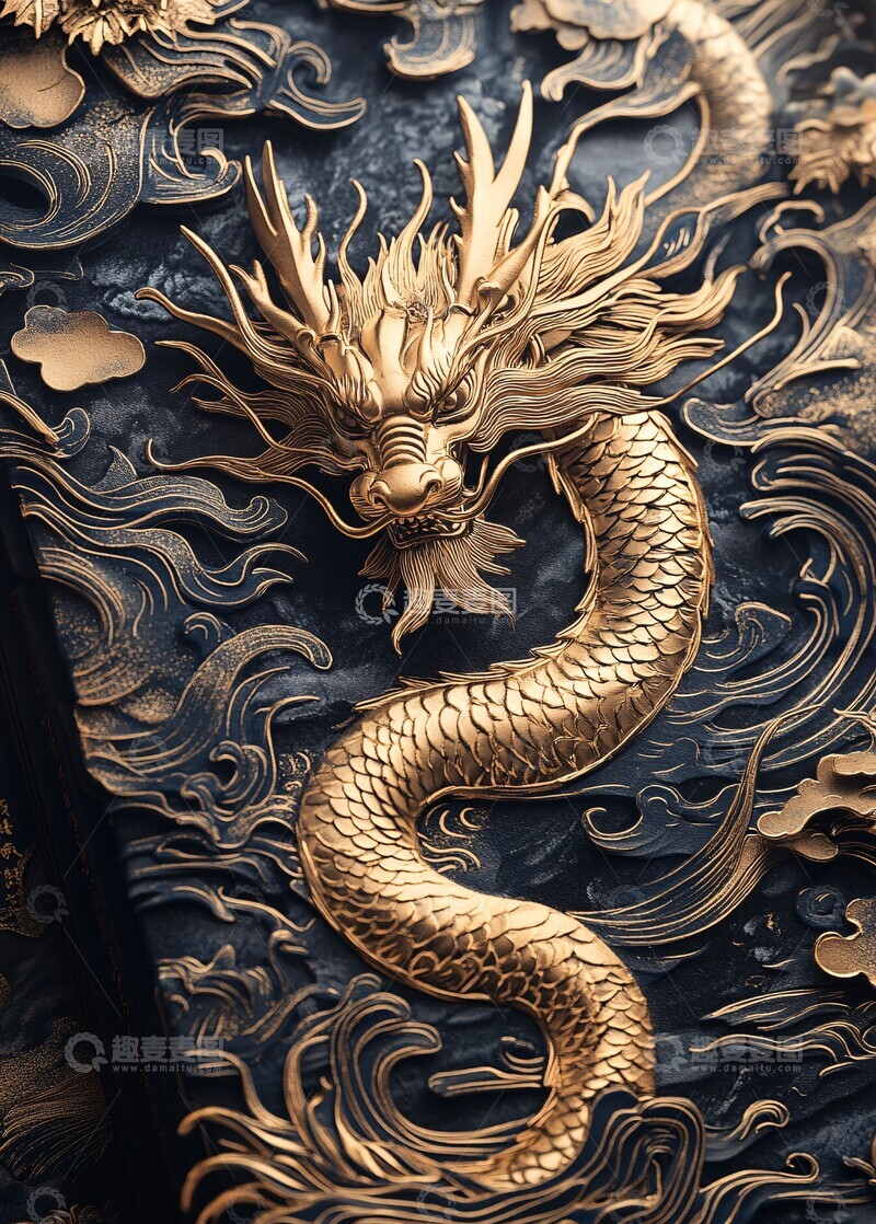 高清大图下载【趣麦麦图】龙纹水波边框