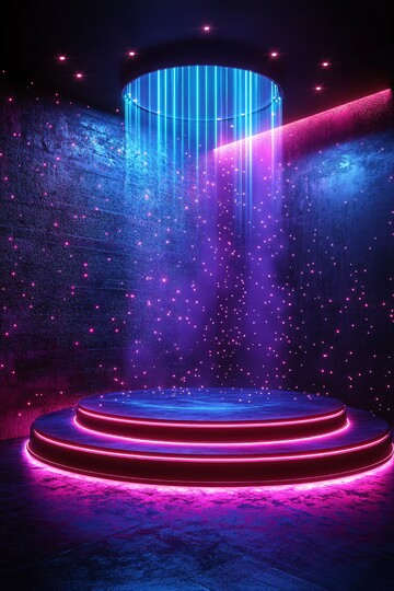 蓝渐变科幻圆形站台3