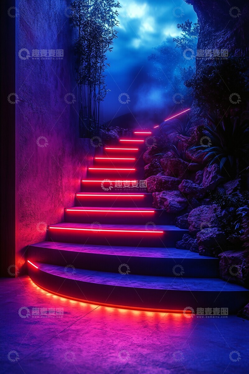 高清大图下载【趣麦麦图】蓝渐变科幻圆形站台1