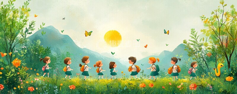 高清大图下载【趣麦麦图】蛇年春日开学季1