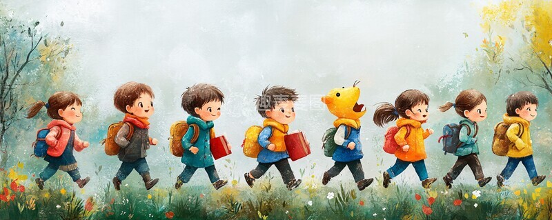 高清大图下载【趣麦麦图】蛇年春日开学季