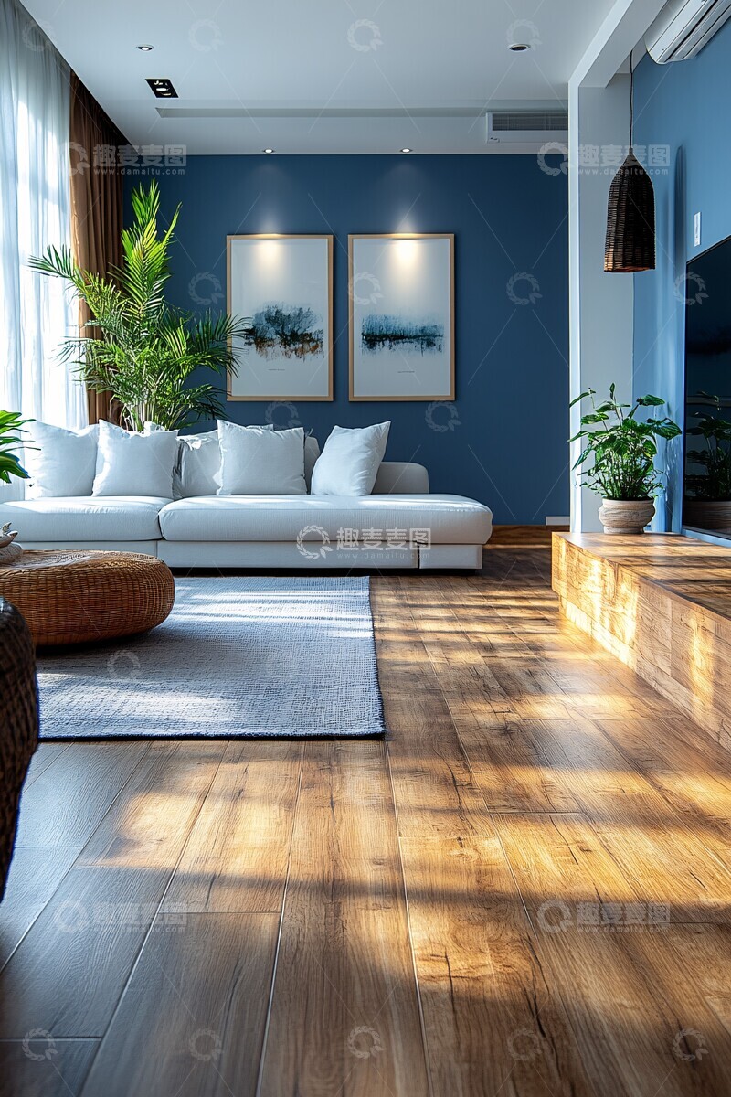 高清大图下载【趣麦麦图】木纹地板与明亮色彩