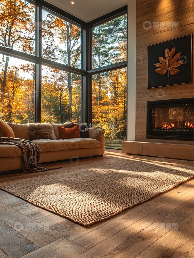 高清大图下载【趣麦麦图】木地板秋日客厅3