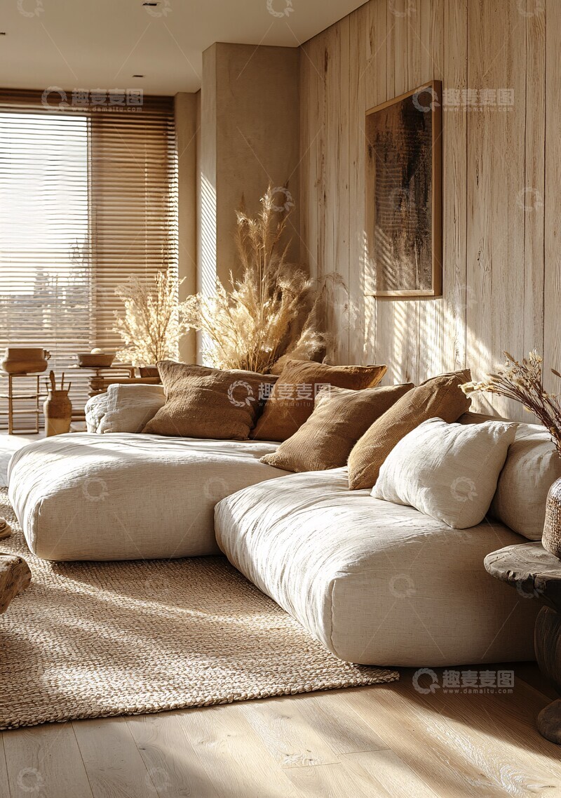 高清大图下载【趣麦麦图】浅橡木地板客厅沙发3