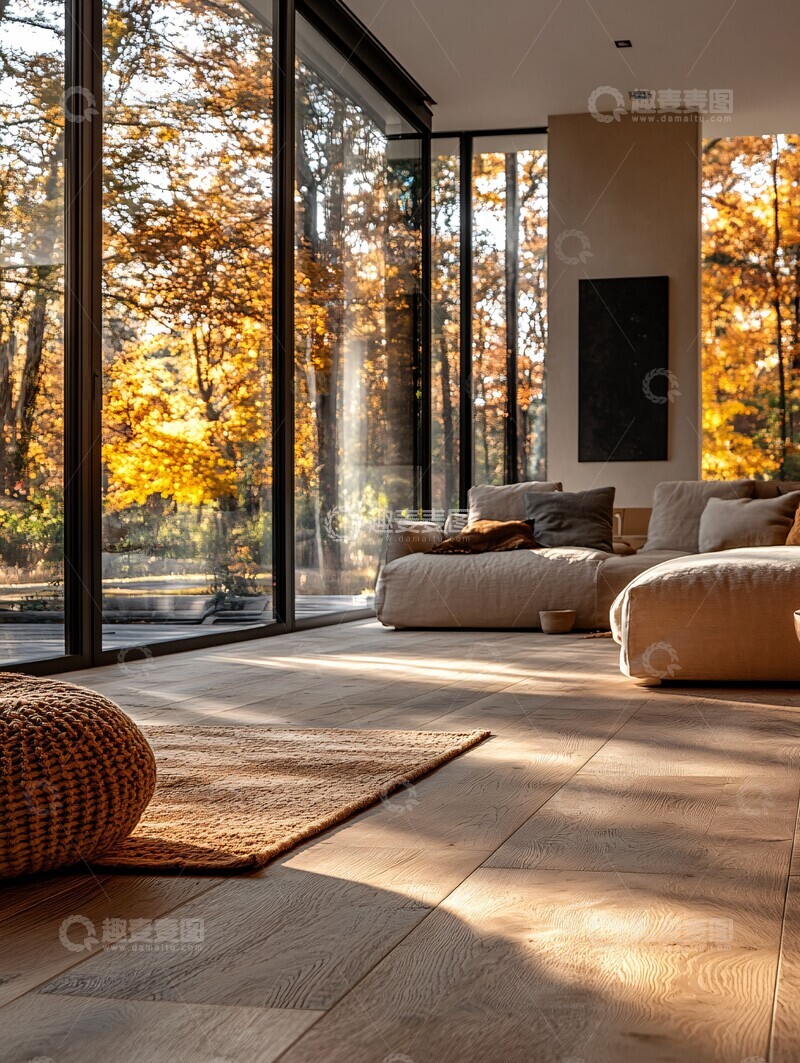 高清大图下载【趣麦麦图】木地板秋日客厅