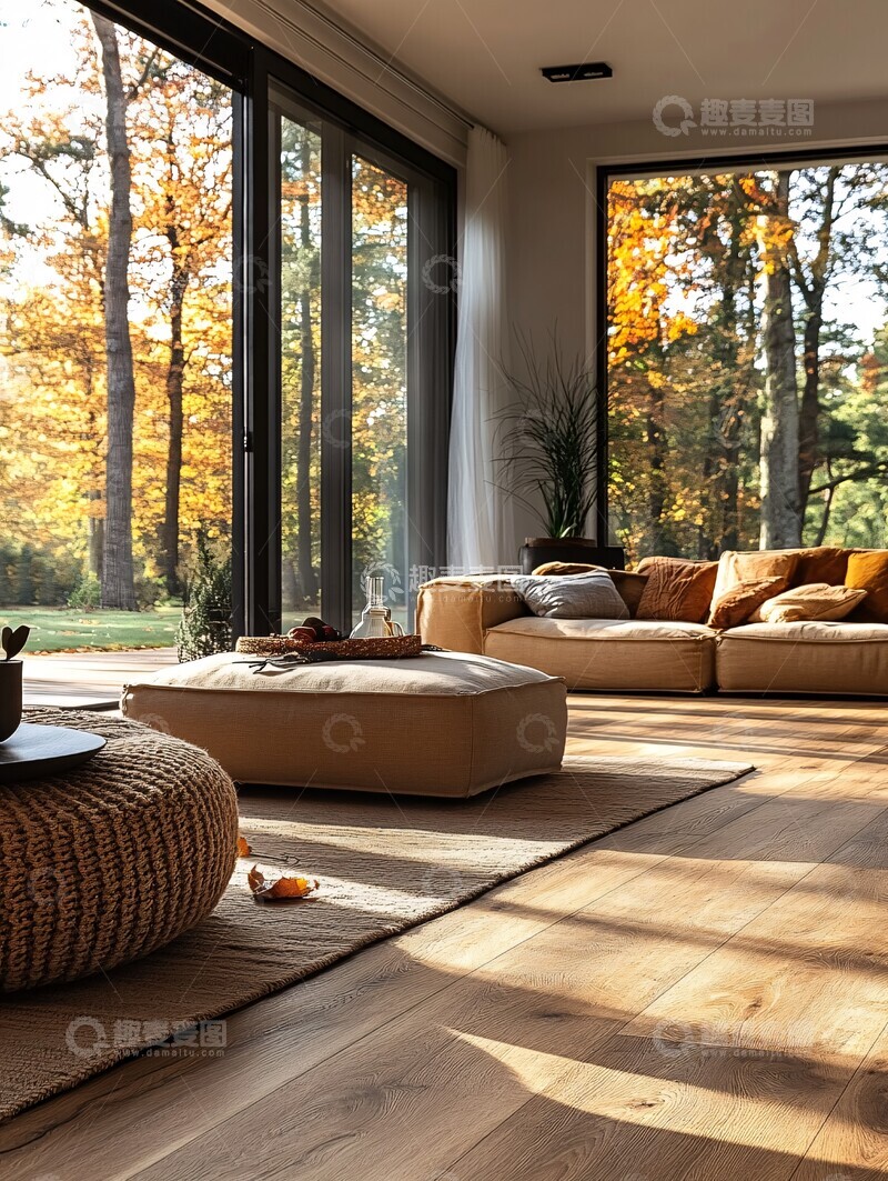 高清大图下载【趣麦麦图】木地板秋日客厅2