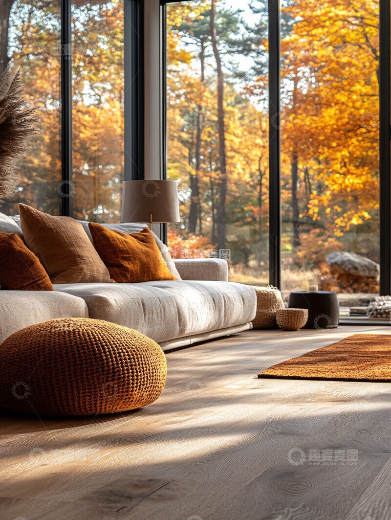 高清大图下载【趣麦麦图】木地板秋日客厅1