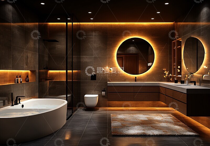 高清大图下载【趣麦麦图】圆形镜面浴室2