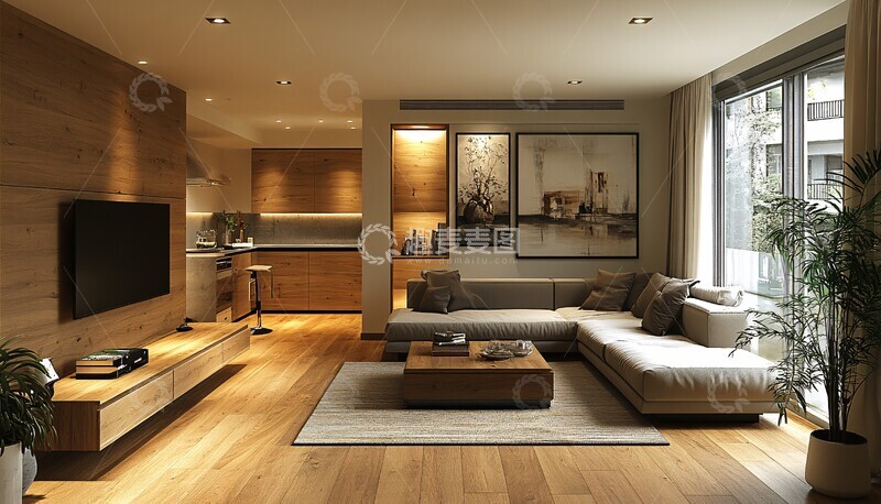 高清大图下载【趣麦麦图】高端木地板广告照1