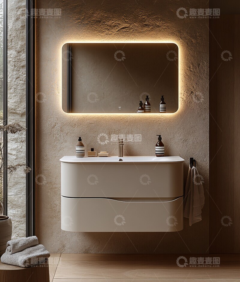 高清大图下载【趣麦麦图】白色浴室挂墙柜