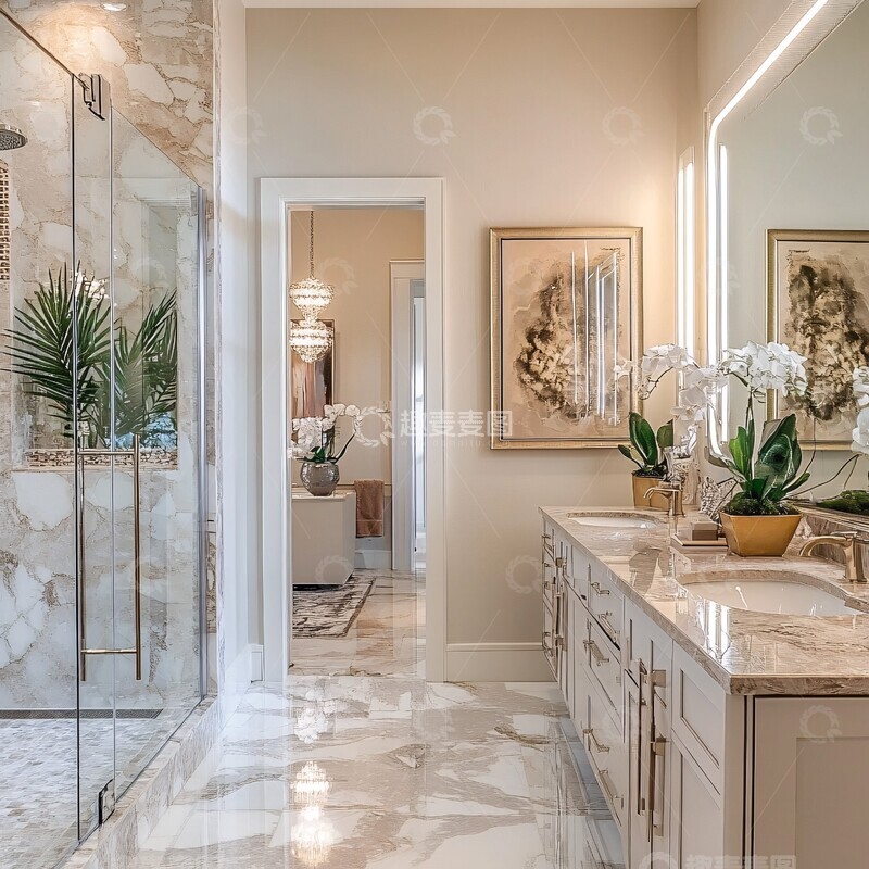 高清大图下载【趣麦麦图】-镜柜大理石浴室1