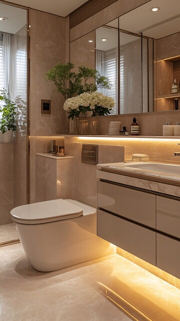 现代浴室与智能马桶