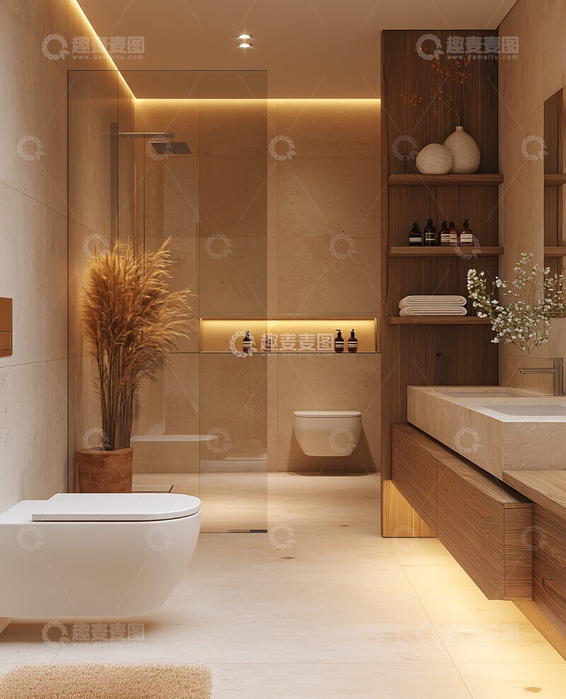 高清大图下载【趣麦麦图】木色墙架白色墙壁2