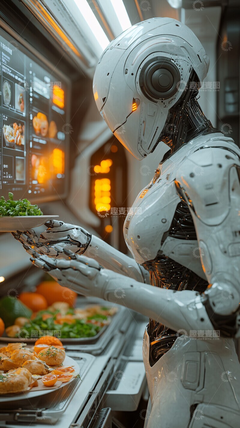 高清大图下载【趣麦麦图】机器人厨房服务1