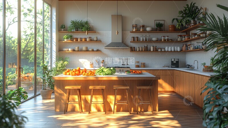 高清大图下载【趣麦麦图】现代厨房用餐空间2