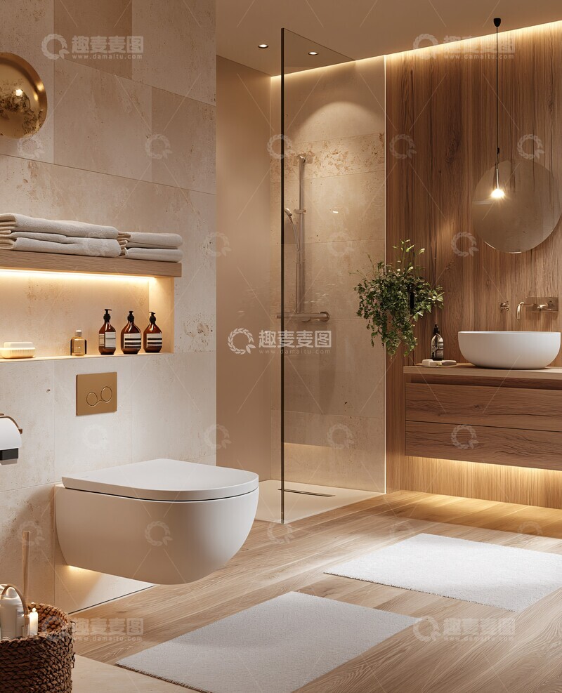 高清大图下载【趣麦麦图】木色墙架白色墙壁1