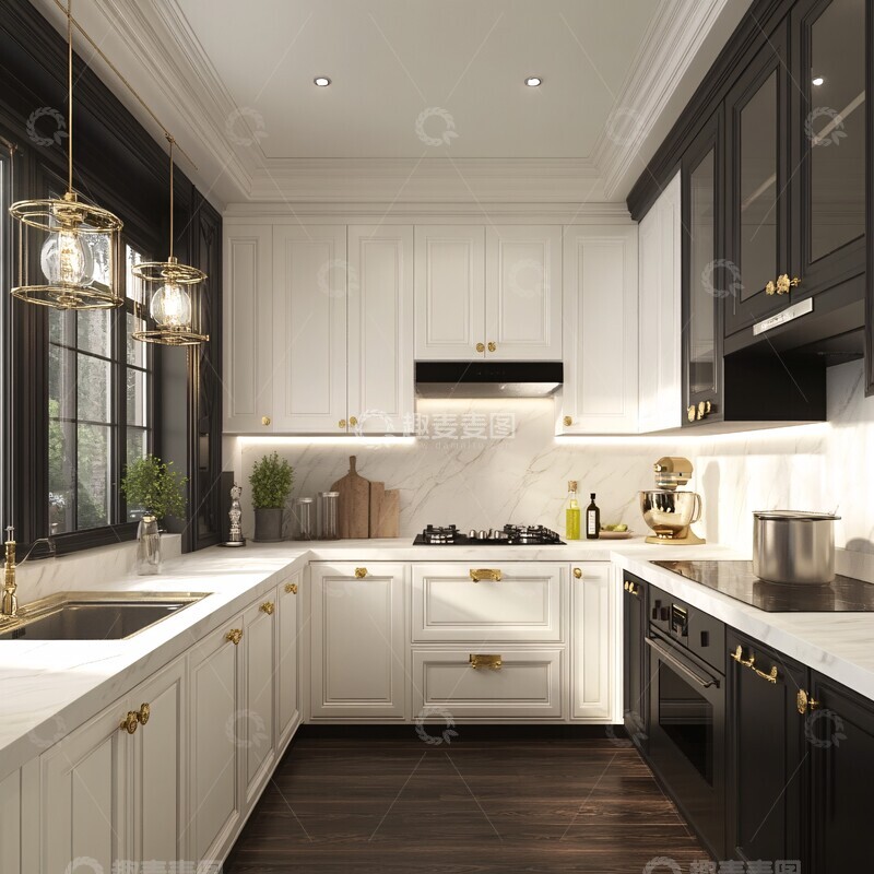 高清大图下载【趣麦麦图】中式法式混搭厨房1