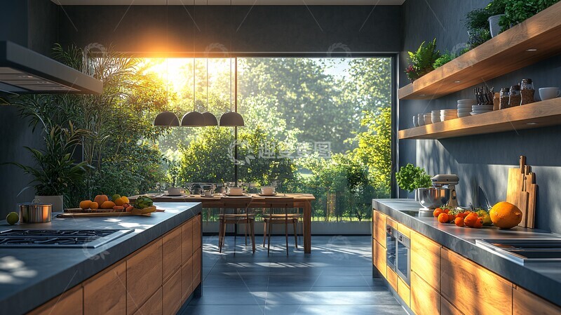 高清大图下载【趣麦麦图】现代厨房用餐空间
