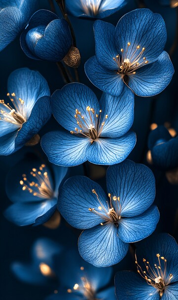 蓝白花与金点缀3