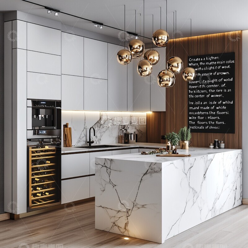 高清大图下载【趣麦麦图】白色奶油金色厨房