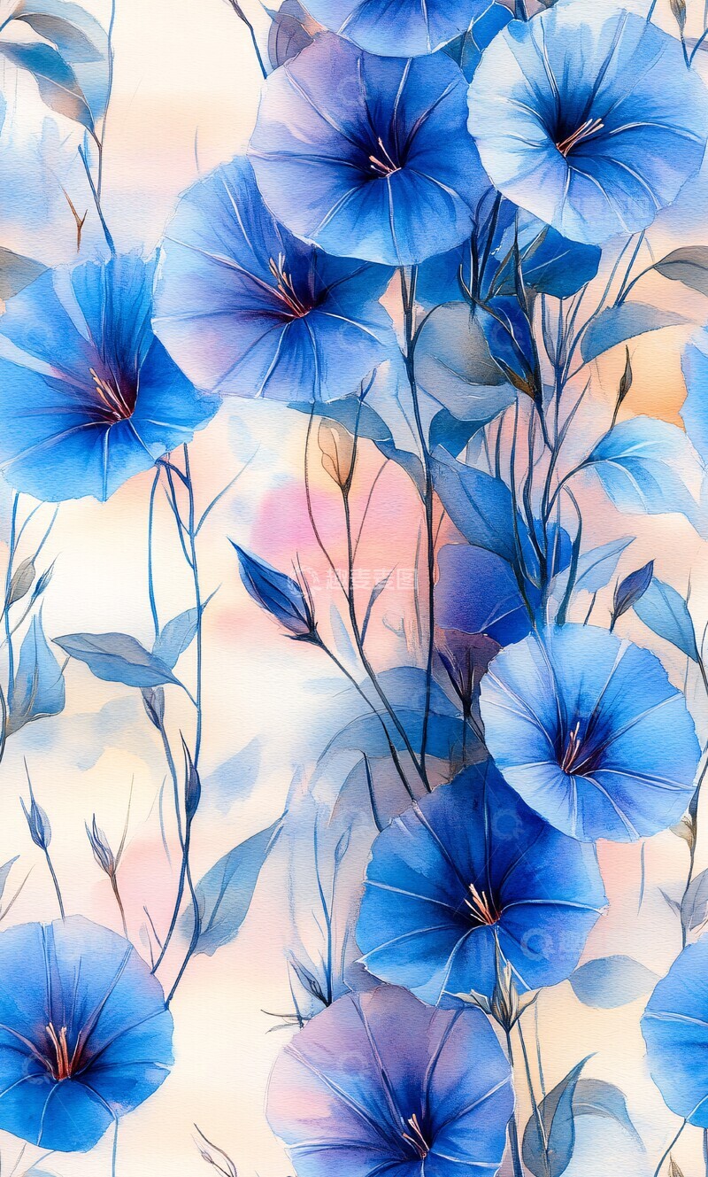 高清大图下载【趣麦麦图】晨光中的牵牛花1