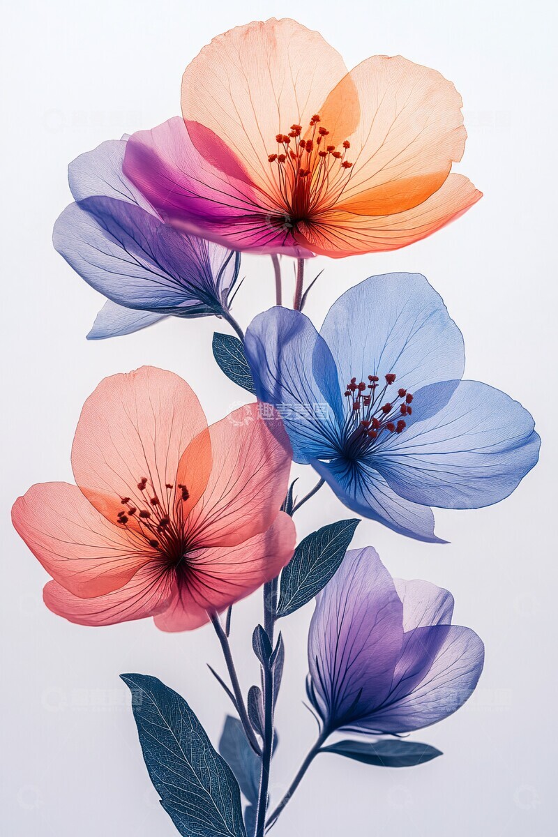 高清大图下载【趣麦麦图】彩色水彩花卉2
