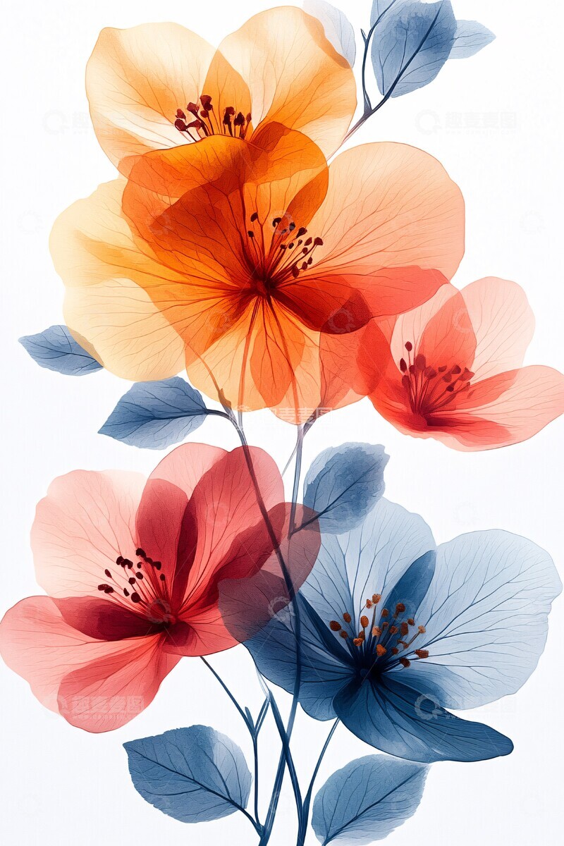 高清大图下载【趣麦麦图】彩色水彩花卉