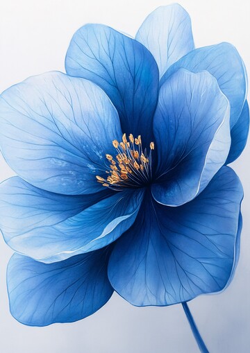 蓝水彩花瓣水彩花瓣绘画2