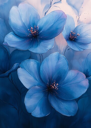 蓝水彩花瓣水彩花瓣绘画1