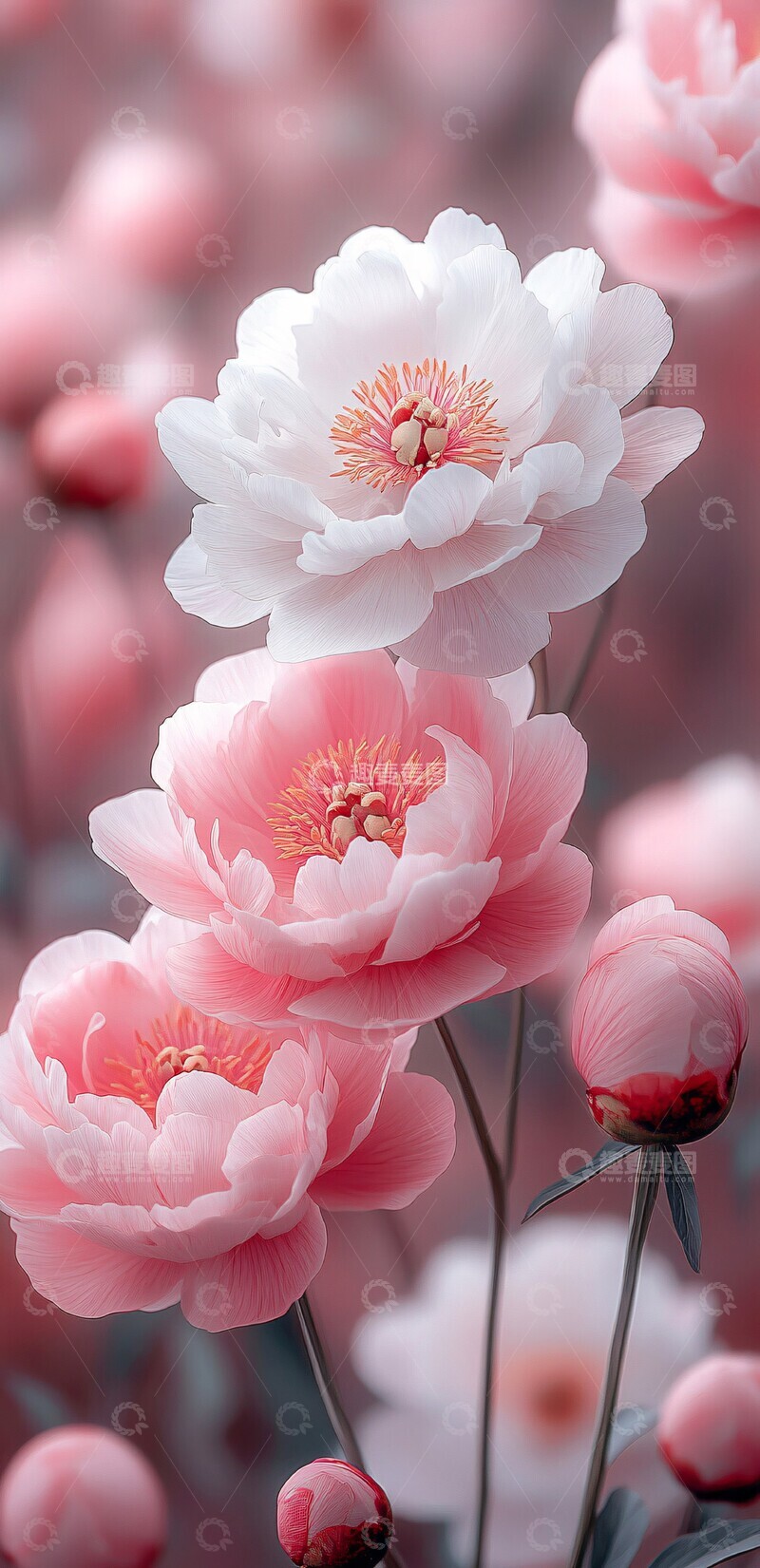 高清大图下载【趣麦麦图】粉色芍药盛开图2