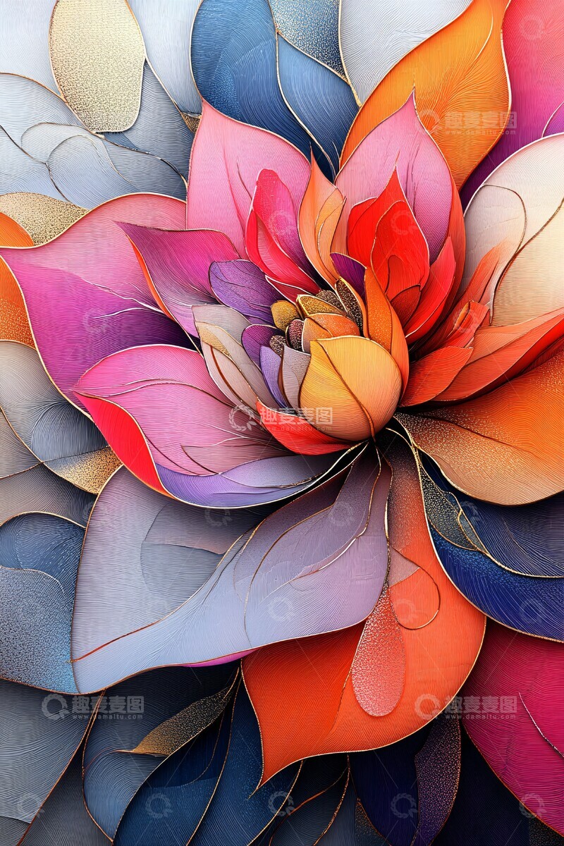 高清大图下载【趣麦麦图】金银渐变花纹图1