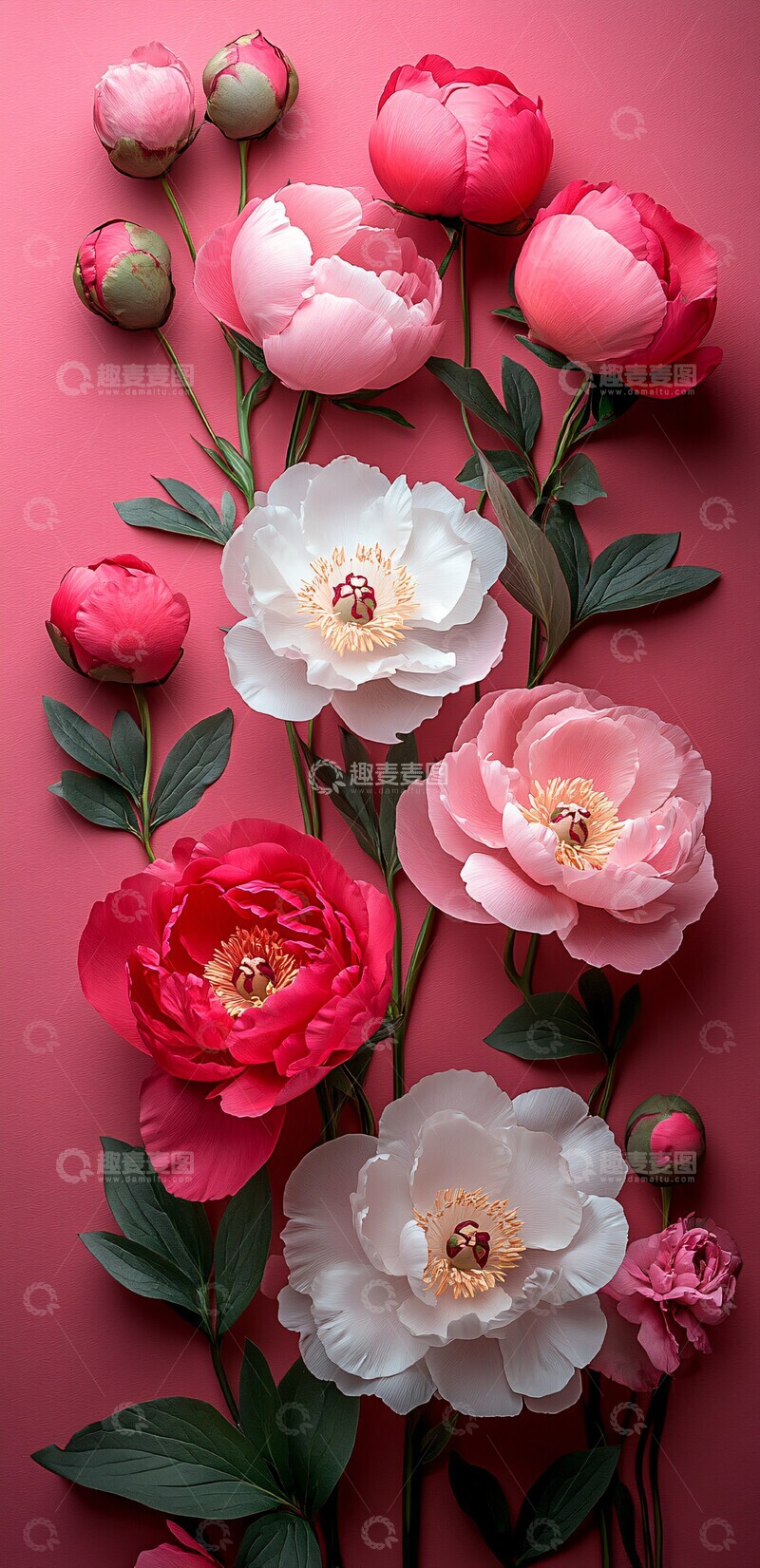 高清大图下载【趣麦麦图】粉色芍药盛开图1