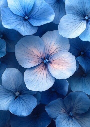 蓝水彩花瓣水彩花瓣绘画